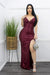 Backless Sequin Slit Maxi Dress-Maxi Dress-Moda Fina Boutique