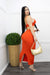 Bandage Crop Top Maxi Skirt Set Orange-Set-Moda Fina Boutique