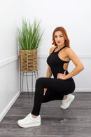 Black Bodycon Open Back Skinny Jumpsuit-Jumpsuit-Moda Fina Boutique