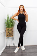 Black Bodycon Open Back Skinny Jumpsuit-Jumpsuit-Moda Fina Boutique