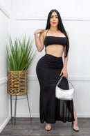 Black Crop Top Maxi Skirt Set-Set-Moda Fina Boutique