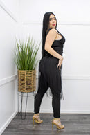 Black Fringe Bandage Top Pant Set-Set-Moda Fina Boutique