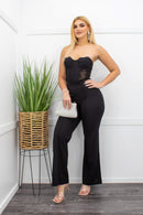 Black Lace Corset Open Back Jumpsuit-Jumpsuit-Moda Fina Boutique