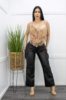 Black Metallic Cargo Pants-Bottom-Moda Fina Boutique