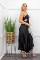 Black One Shoulder Open Side Maxi Dress-Maxi Dress-Moda Fina Boutique