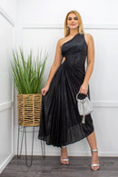 Black One Shoulder Open Side Maxi Dress-Maxi Dress-Moda Fina Boutique