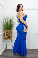 Blue Braided Cut Out Maxi Dress-Maxi Dress-Moda Fina Boutique