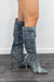 Blue Denim Pointed Toe Boots-Shoes-Moda Fina Boutique