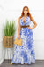 Blue Sleeveless Belted Maxi Dress-Maxi Dress-Moda Fina Boutique