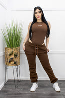 Bodycon Bodysuit Pant Set Brown-Set-Moda Fina Boutique