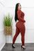 Bodycon Long Sleeve Jumpsuit Rust-Jumpsuit-Moda Fina Boutique