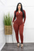 Bodycon Long Sleeve Jumpsuit Rust-Jumpsuit-Moda Fina Boutique