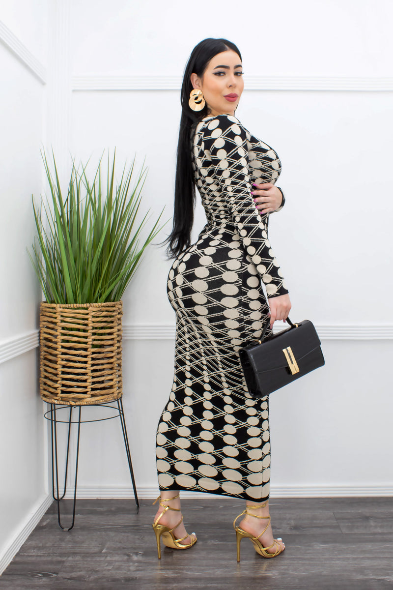 Bodycon Long Sleeve Maxi Dress Black-Maxi Dress-Moda Fina Boutique