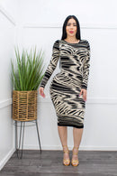 Bodycon Long Sleeve Midi Dress-Midi Dress-Moda Fina Boutique