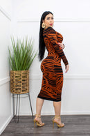 Bodycon Long Sleeve Midi Dress rust-Midi Dress-Moda Fina Boutique
