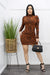 Bodycon Long Sleeve Mini Dress Rust-Mini Dress-Moda Fina Boutique
