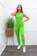 Bodycon Sleeveless Skinny Jumpsuit Green-Jumpsuit-Moda Fina Boutique