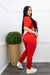Causal Short Sleeve Top Pant Set Red-Set-Moda Fina Boutique