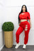 Causal Short Sleeve Top Pant Set Red-Set-Moda Fina Boutique