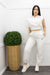 Causal Top Belted Pant Set White-Set-Moda Fina Boutique