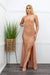 Champagne Ruched Slit Maxi Dress-Maxi Dress-Moda Fina Boutique