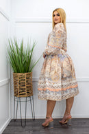 Chiffon Detailed Plunge Belted Maxi Dress-Maxi Dress-Moda Fina Boutique