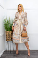 Chiffon Detailed Plunge Belted Maxi Dress-Maxi Dress-Moda Fina Boutique
