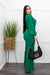 Chiffon L S Deep V Green Jumpsuit-Jumpsuit-Moda Fina Boutique