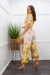 Chiffon Short Sleeve Belted Wide Leg Jumpsuit-Jumpsuit-Moda Fina Boutique