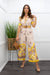 Chiffon Short Sleeve Belted Wide Leg Jumpsuit-Jumpsuit-Moda Fina Boutique