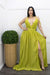 Classy Chiffon Slit Belted Maxi Dress Green-Maxi Dress-Moda Fina Boutique