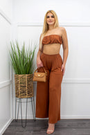 Crop Top Two Pieces Pant Set-Set-Moda Fina Boutique