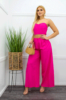Crop Top Wide Leg Pant Set Pink-Set-Moda Fina Boutique