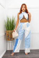 Crop Top With Matching Pant Set Blue-Set-Moda Fina Boutique