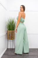 Crop Top With Matching Pant Set Sage-Set-Moda Fina Boutique