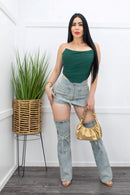 Denim Short With Leg Warmers Set-Set-Moda Fina Boutique