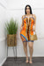 Embellished Sleeveless Bandage Mini Dress Orange-Mini Dress-Moda Fina Boutique
