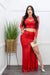 Embellished W Rhinestones Red Top Maxi Skirt Set-Set-Moda Fina Boutique