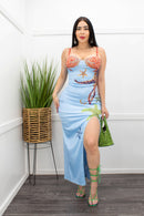 Embellished W Rhinestones Slit Maxi Dress Blue-Maxi Dress-Moda Fina Boutique