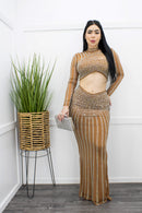 Embellished W Rhinestones Top Maxi Skirt Set-Set-Moda Fina Boutique