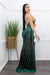 Embellished W Rhinestones Velvet Green Maxi Dress-Maxi Dress-Moda Fina Boutique