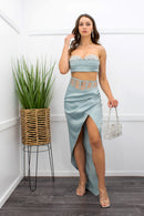 Embellished W Stones Crop Top Slit Maxi Set-Set-Moda Fina Boutique
