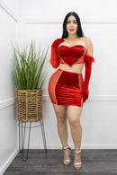 Embellished W Stones Top Mini Skirt Set-Set-Moda Fina Boutique