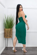 Embellished w Pearl Green Maxi Dress-Maxi Dress-Moda Fina Boutique
