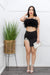 Feather Top w Rhinestone skirt Set Black-Set-Moda Fina Boutique