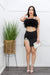 Feather Top w Rhinestone skirt Set Black-Set-Moda Fina Boutique