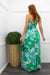 Floral Halter Slit Green Maxi Dress-Maxi Dress-Moda Fina Boutique