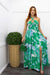 Floral Halter Slit Green Maxi Dress-Maxi Dress-Moda Fina Boutique