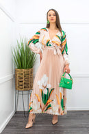 Floral Long Sleeve Belted Maxi Dress-Maxi Dress-Moda Fina Boutique