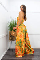 Floral Print Off Shoulder Wide Leg Jumpsuit-Jumpsuit-Moda Fina Boutique